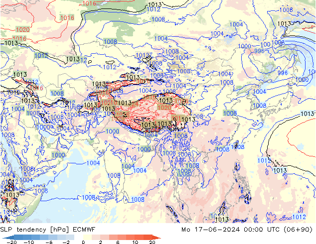 Y. Basıncı eğilimi ECMWF Pzt 17.06.2024 00 UTC