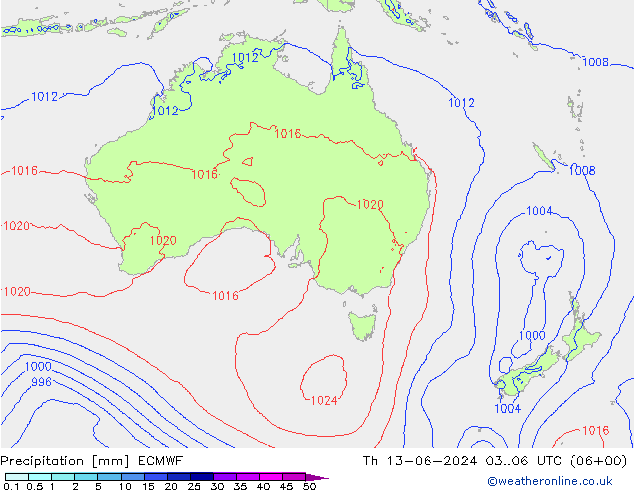 Precipitación ECMWF jue 13.06.2024 06 UTC