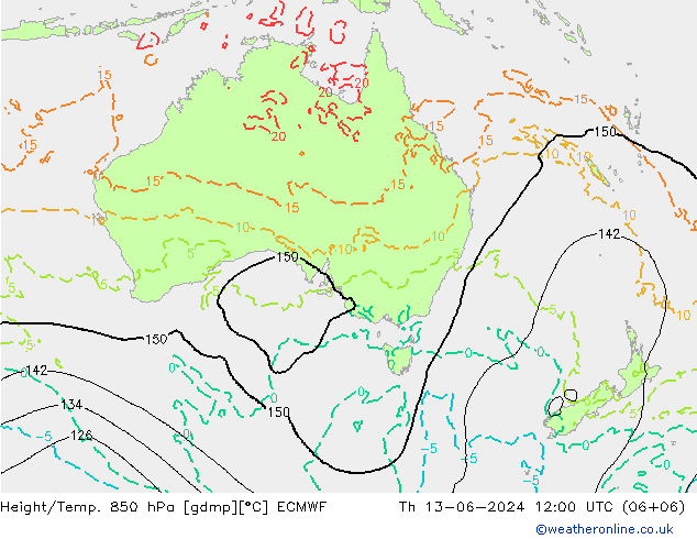 Z500/Rain (+SLP)/Z850 ECMWF Th 13.06.2024 12 UTC