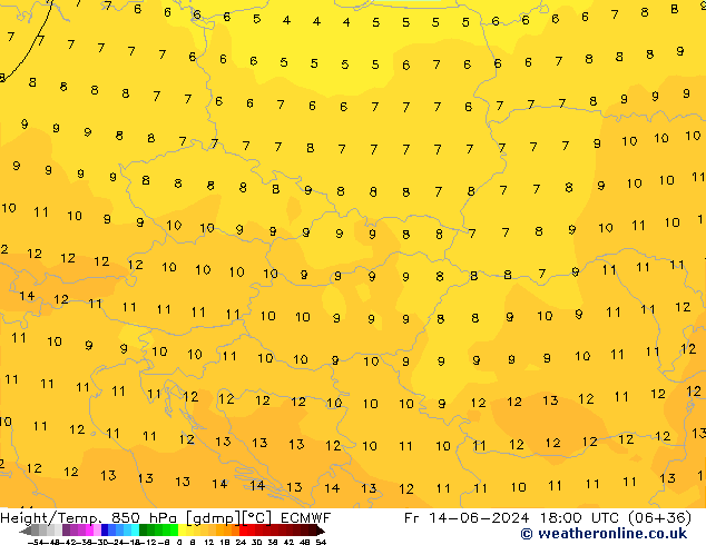 Z500/Rain (+SLP)/Z850 ECMWF ven 14.06.2024 18 UTC