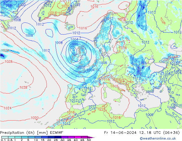 Z500/Rain (+SLP)/Z850 ECMWF ven 14.06.2024 18 UTC