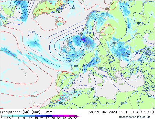 Z500/Yağmur (+YB)/Z850 ECMWF Cts 15.06.2024 18 UTC