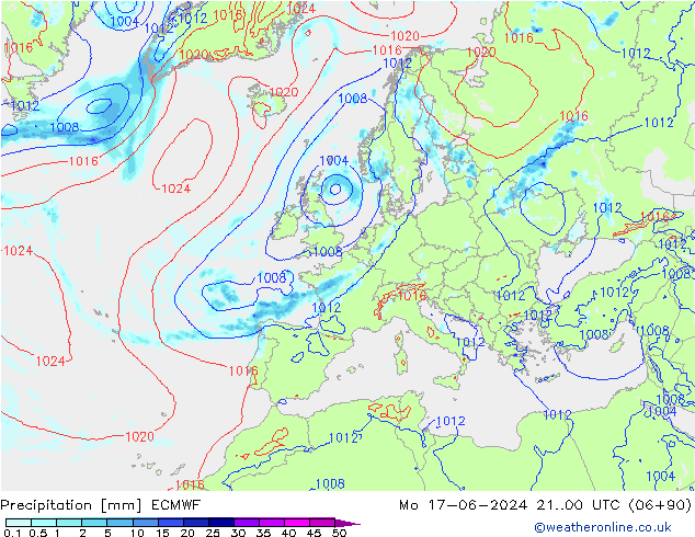 Precipitation ECMWF Mo 17.06.2024 00 UTC