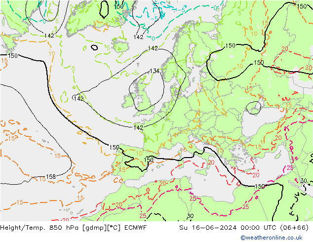 Height/Temp. 850 hPa ECMWF Dom 16.06.2024 00 UTC