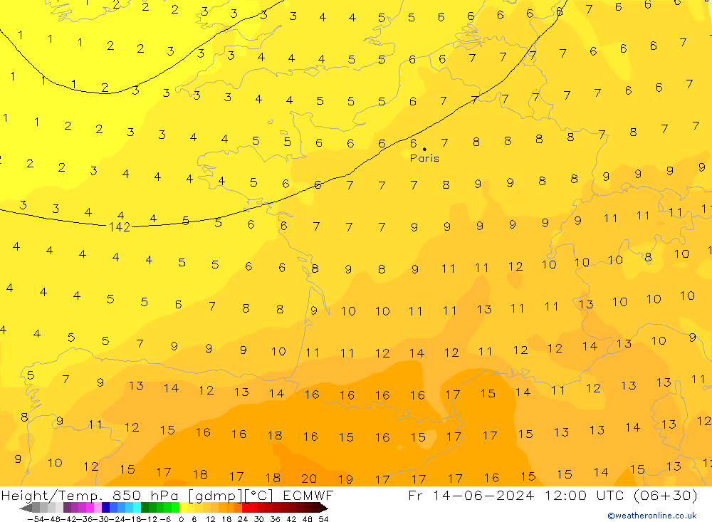 Z500/Regen(+SLP)/Z850 ECMWF vr 14.06.2024 12 UTC