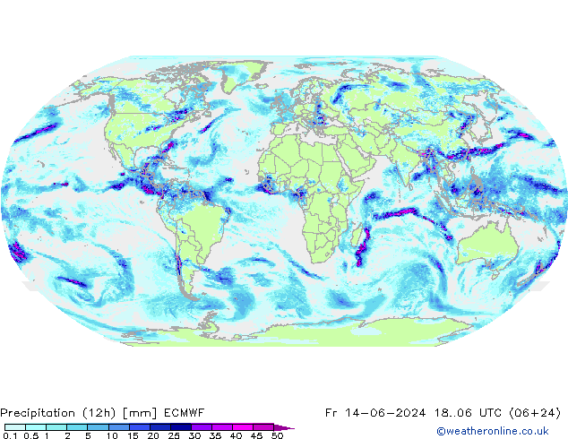 осадки (12h) ECMWF пт 14.06.2024 06 UTC