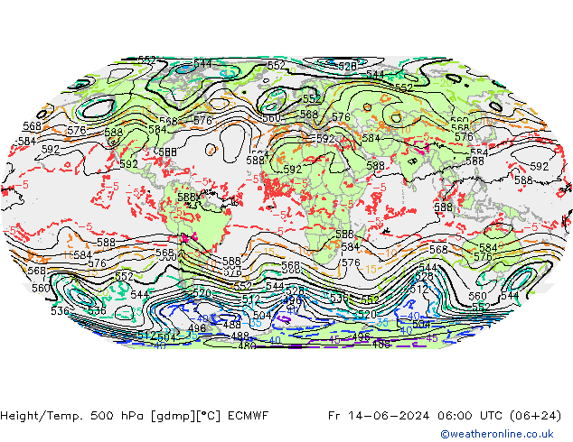 Z500/Rain (+SLP)/Z850 ECMWF Fr 14.06.2024 06 UTC