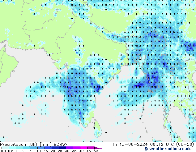 Z500/Rain (+SLP)/Z850 ECMWF jeu 13.06.2024 12 UTC