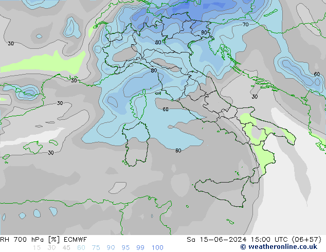 RH 700 hPa ECMWF  15.06.2024 15 UTC