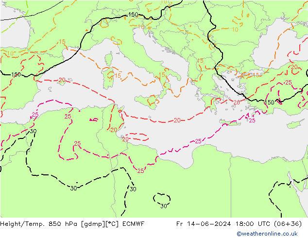 Z500/Regen(+SLP)/Z850 ECMWF vr 14.06.2024 18 UTC