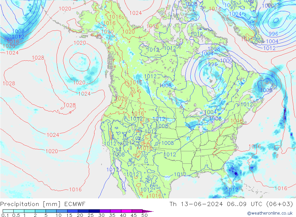 Neerslag ECMWF do 13.06.2024 09 UTC