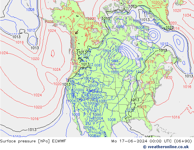 Bodendruck ECMWF Mo 17.06.2024 00 UTC