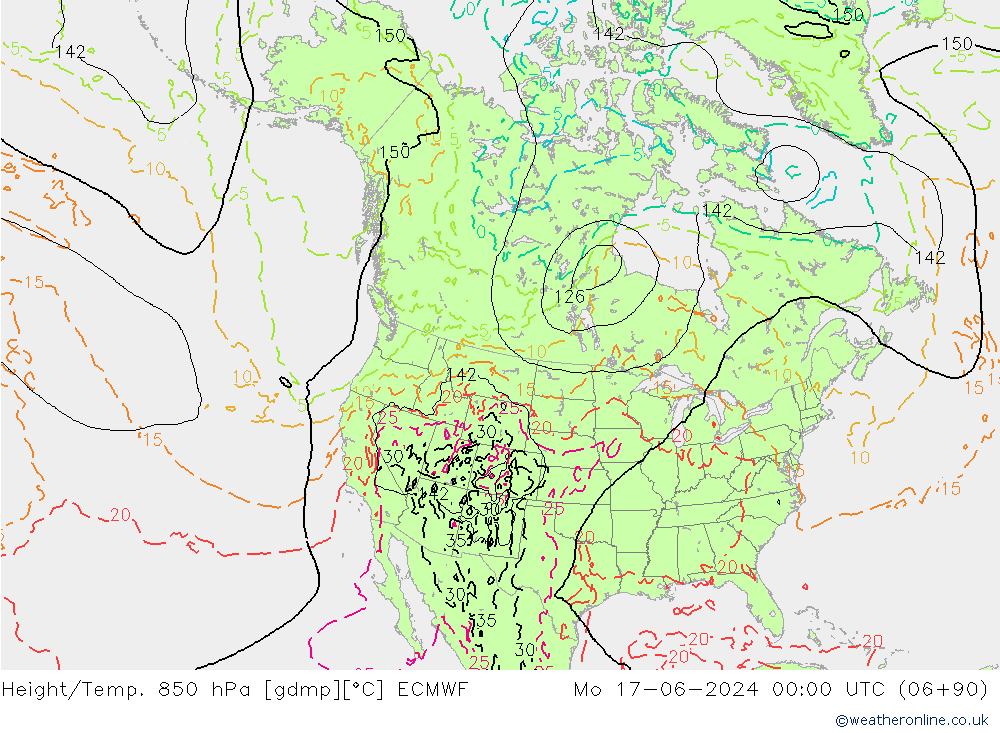 Height/Temp. 850 hPa ECMWF Seg 17.06.2024 00 UTC