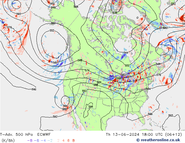 T-Adv. 500 hPa ECMWF Th 13.06.2024 18 UTC