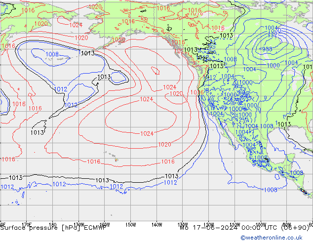 Luchtdruk (Grond) ECMWF ma 17.06.2024 00 UTC