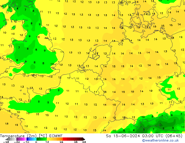 карта температуры ECMWF сб 15.06.2024 03 UTC