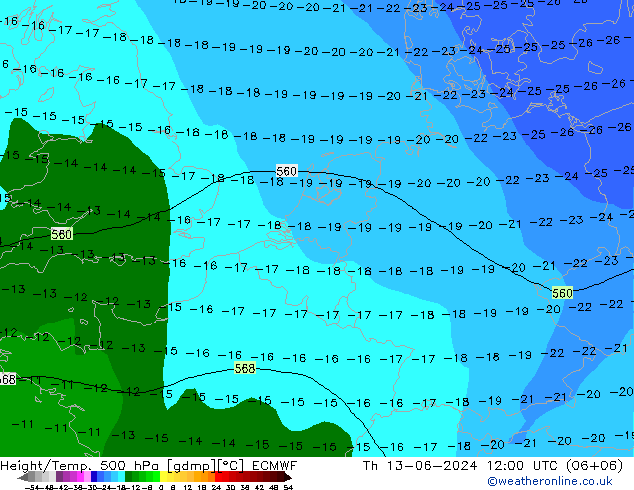 Z500/Rain (+SLP)/Z850 ECMWF Do 13.06.2024 12 UTC