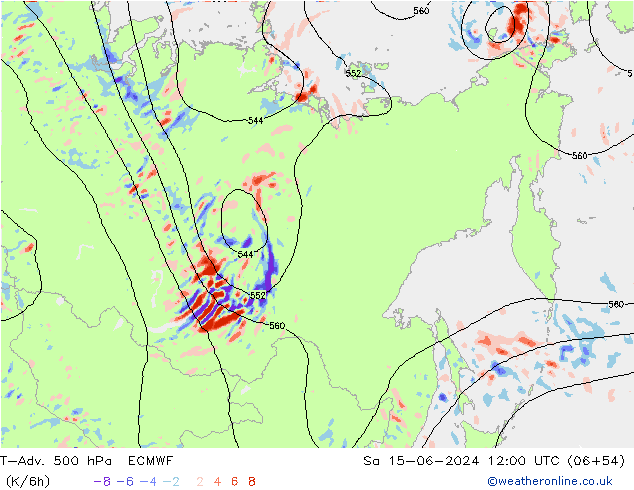 T-Adv. 500 hPa ECMWF za 15.06.2024 12 UTC