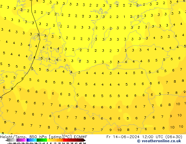 Z500/Yağmur (+YB)/Z850 ECMWF Cu 14.06.2024 12 UTC