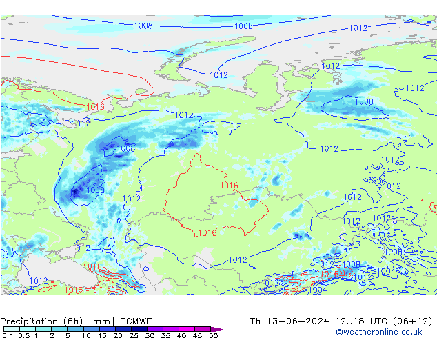 Z500/Rain (+SLP)/Z850 ECMWF gio 13.06.2024 18 UTC