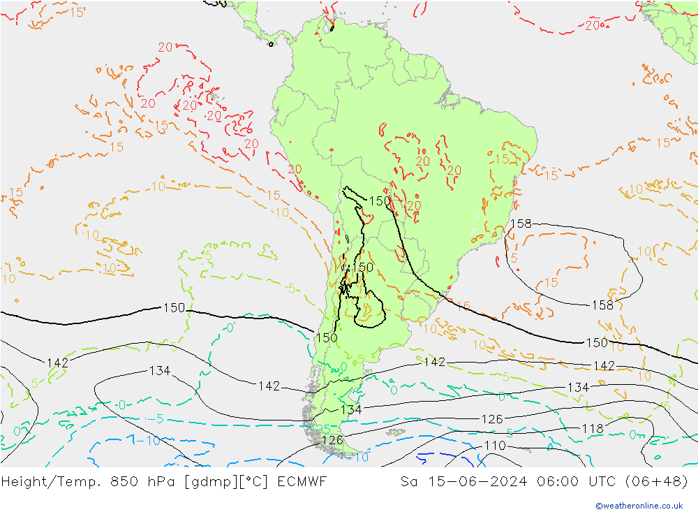 Z500/Rain (+SLP)/Z850 ECMWF  15.06.2024 06 UTC