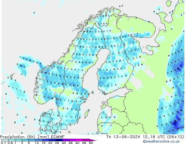 Z500/Rain (+SLP)/Z850 ECMWF gio 13.06.2024 18 UTC