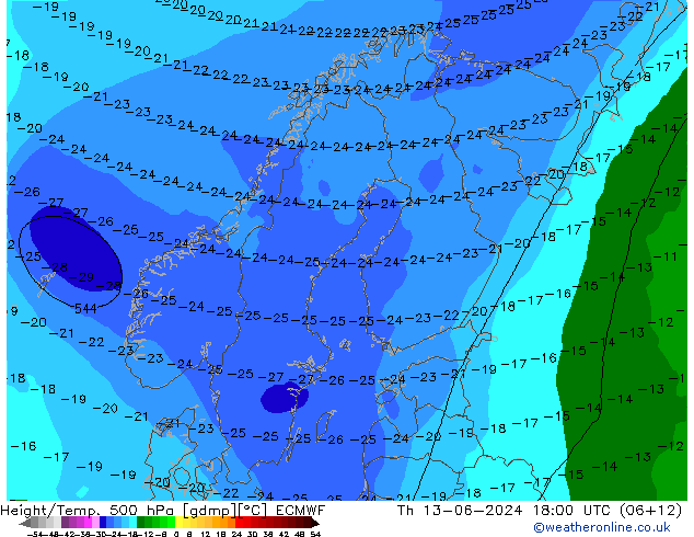 Z500/Rain (+SLP)/Z850 ECMWF Do 13.06.2024 18 UTC