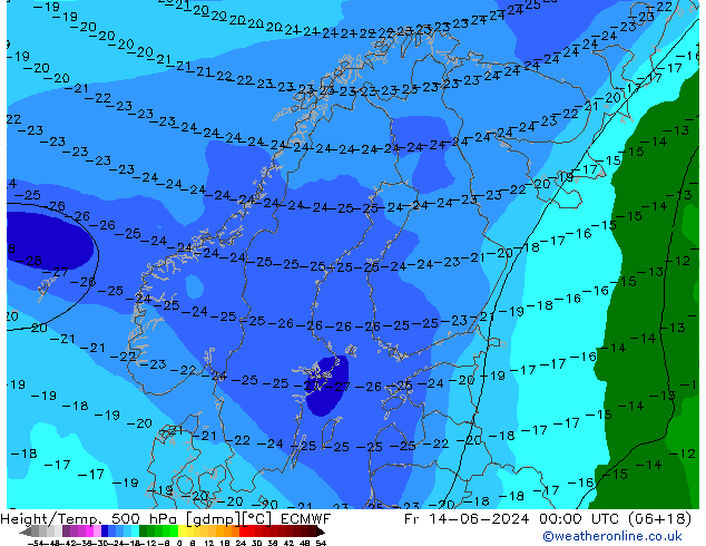 Z500/Rain (+SLP)/Z850 ECMWF Fr 14.06.2024 00 UTC