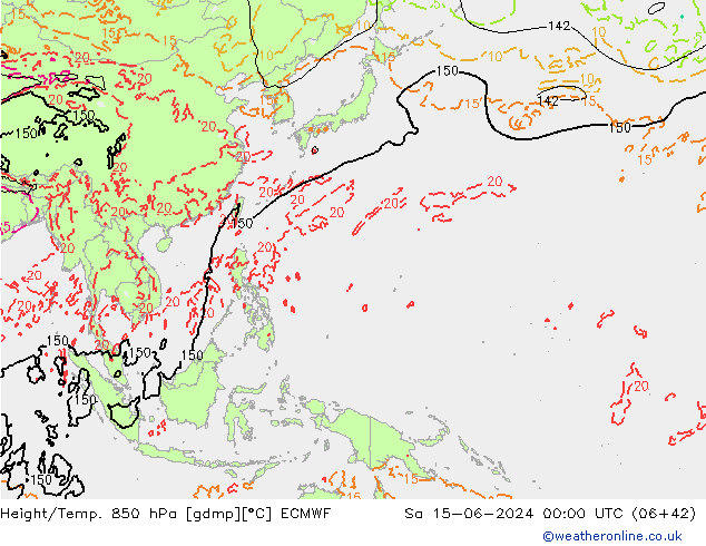 Z500/Rain (+SLP)/Z850 ECMWF Sáb 15.06.2024 00 UTC