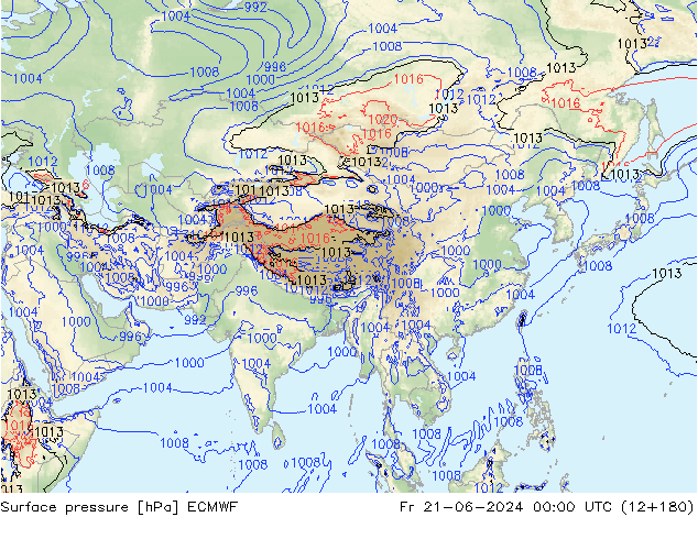 Surface pressure ECMWF Fr 21.06.2024 00 UTC