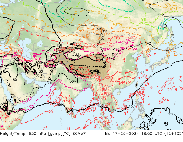 Height/Temp. 850 hPa ECMWF  17.06.2024 18 UTC