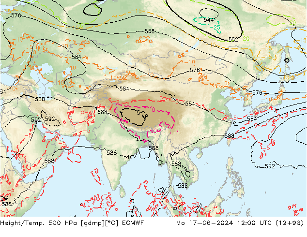 Z500/Rain (+SLP)/Z850 ECMWF пн 17.06.2024 12 UTC