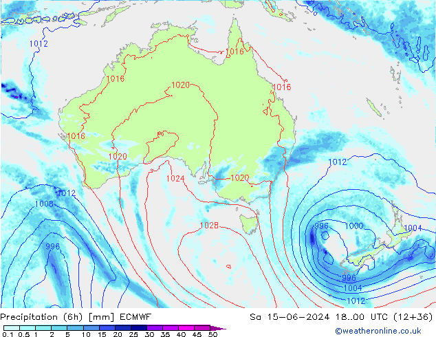 Precipitación (6h) ECMWF sáb 15.06.2024 00 UTC