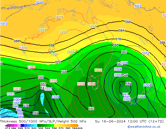 Thck 500-1000гПа ECMWF Вс 16.06.2024 12 UTC