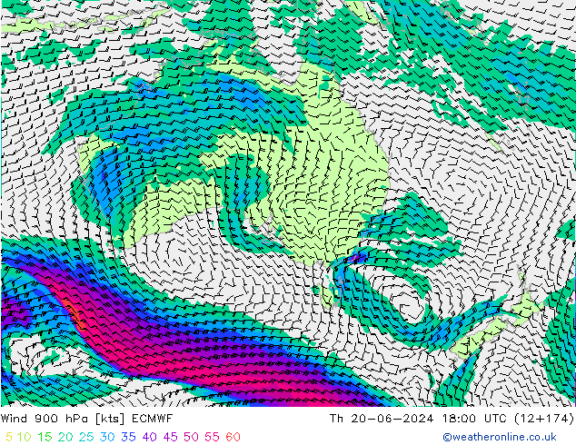 Wind 900 hPa ECMWF Th 20.06.2024 18 UTC