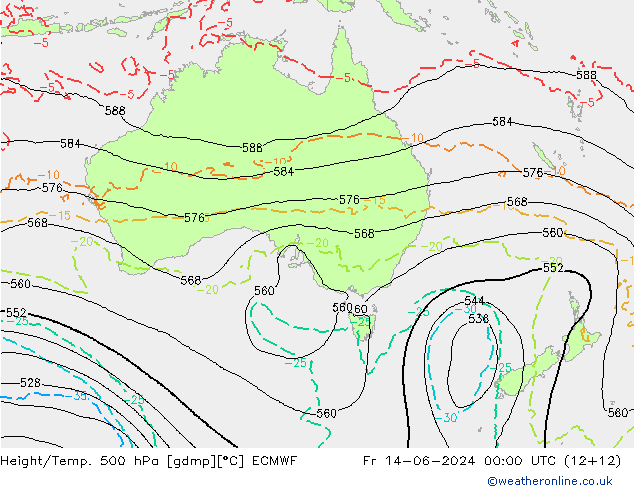 Z500/Yağmur (+YB)/Z850 ECMWF Cu 14.06.2024 00 UTC