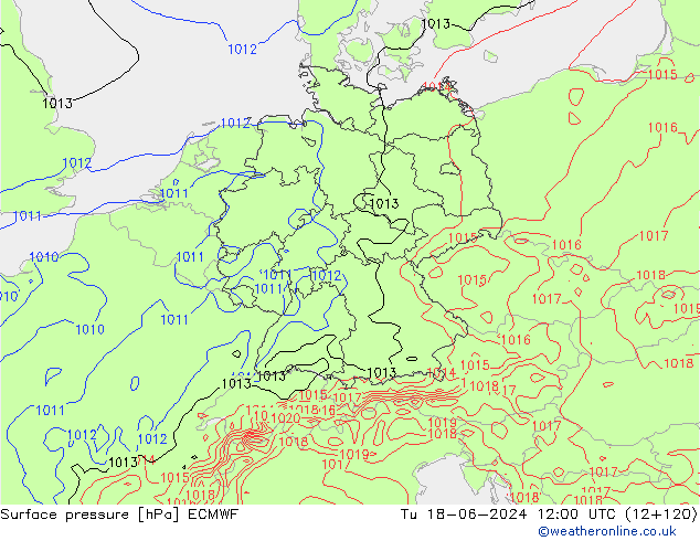 pression de l'air ECMWF mar 18.06.2024 12 UTC