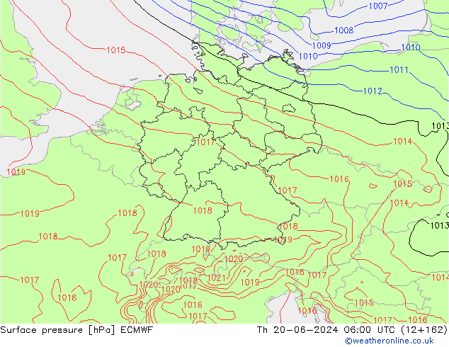 Atmosférický tlak ECMWF Čt 20.06.2024 06 UTC