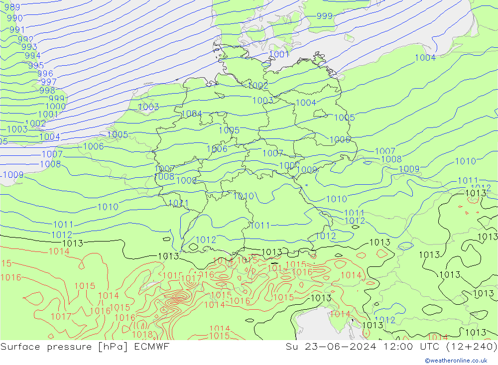 Yer basıncı ECMWF Paz 23.06.2024 12 UTC