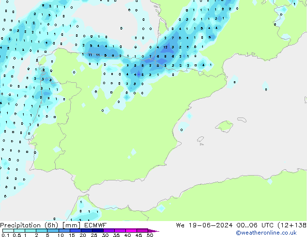 Z500/Yağmur (+YB)/Z850 ECMWF Çar 19.06.2024 06 UTC