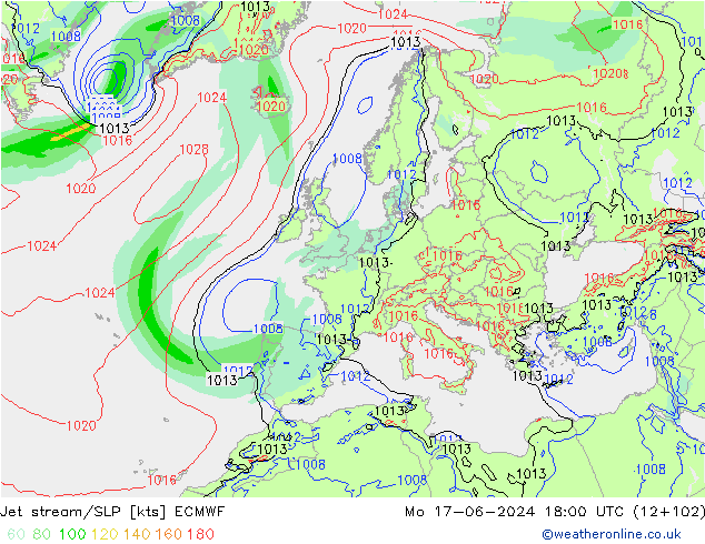 Polarjet/Bodendruck ECMWF Mo 17.06.2024 18 UTC