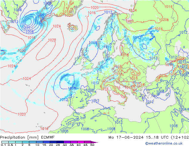 Niederschlag ECMWF Mo 17.06.2024 18 UTC