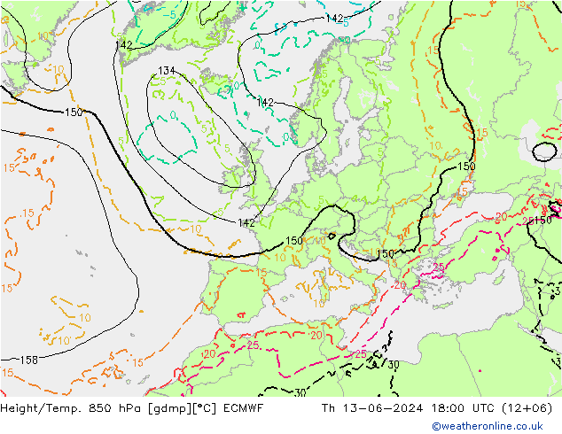 Z500/Rain (+SLP)/Z850 ECMWF Do 13.06.2024 18 UTC