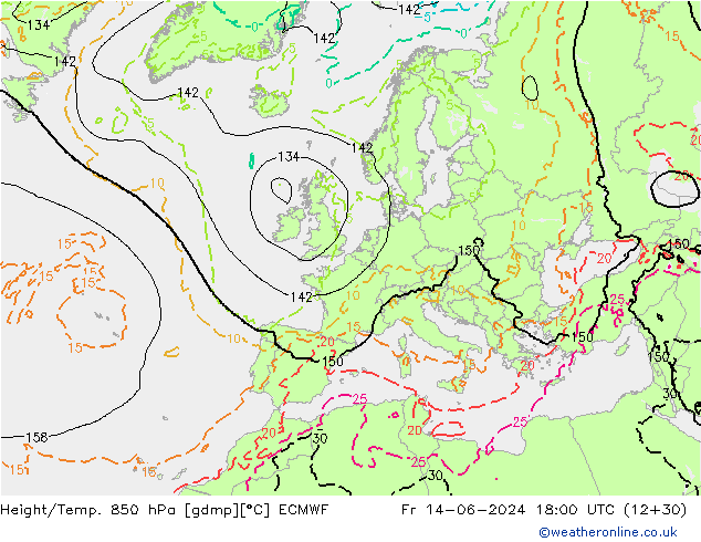Z500/Regen(+SLP)/Z850 ECMWF vr 14.06.2024 18 UTC