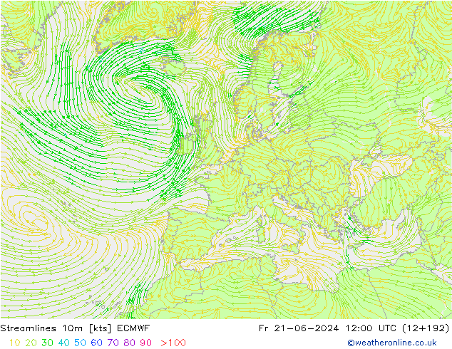 ветер 10m ECMWF пт 21.06.2024 12 UTC