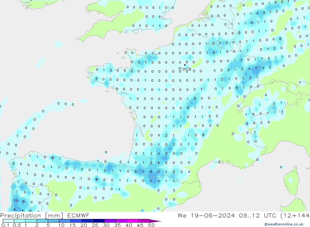 осадки ECMWF ср 19.06.2024 12 UTC