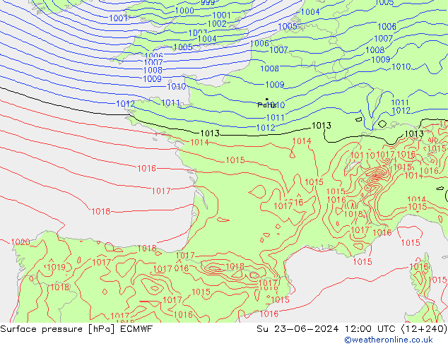 Bodendruck ECMWF So 23.06.2024 12 UTC