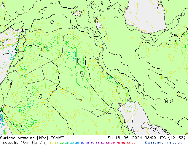 Isotachen (km/h) ECMWF zo 16.06.2024 03 UTC