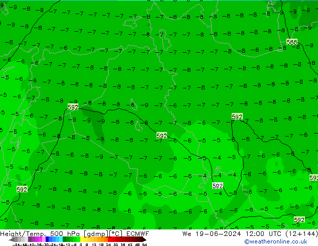 Z500/Rain (+SLP)/Z850 ECMWF We 19.06.2024 12 UTC