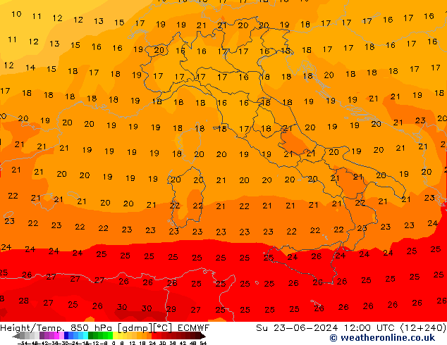 Z500/Rain (+SLP)/Z850 ECMWF dom 23.06.2024 12 UTC